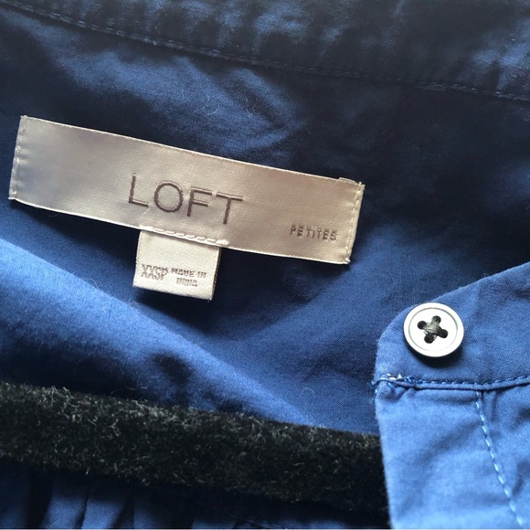 XXSP LOFT cotton Blue Long Sleeve Peasant Blouse - Picture 2 of 10